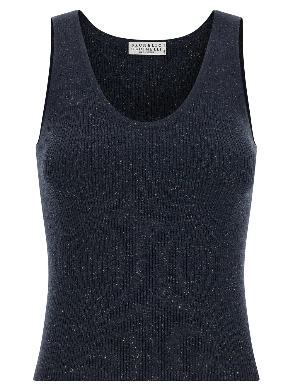 Brunello Cucinelli Blue Cashmere Sleeveles T-Shirt