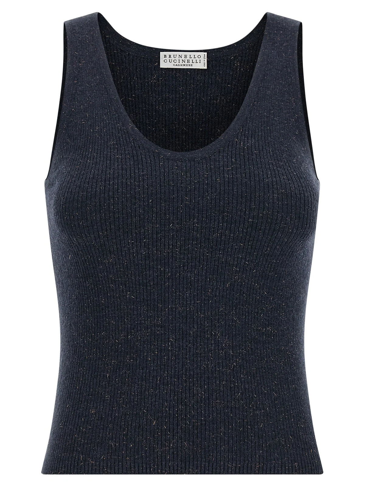 Brunello Cucinelli Blue Cashmere Sleeveles T-Shirt
