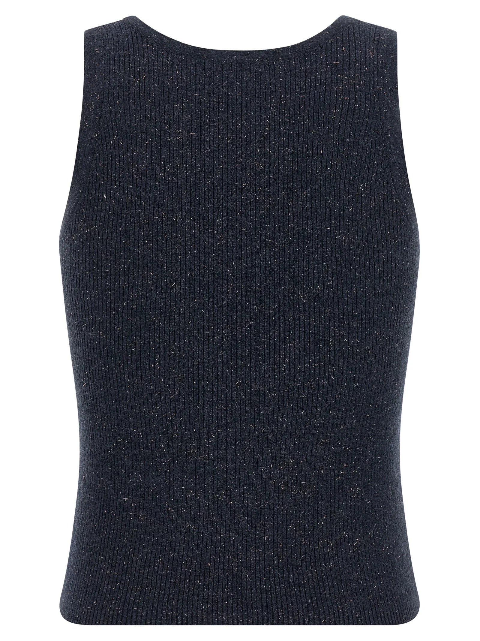 Brunello Cucinelli Blue Cashmere Sleeveles T-Shirt