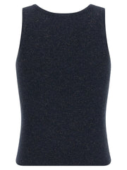 Brunello Cucinelli Blue Cashmere Sleeveles T-Shirt