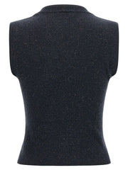 Brunello Cucinelli Blue Cashmere Sleeveless Jacket - S