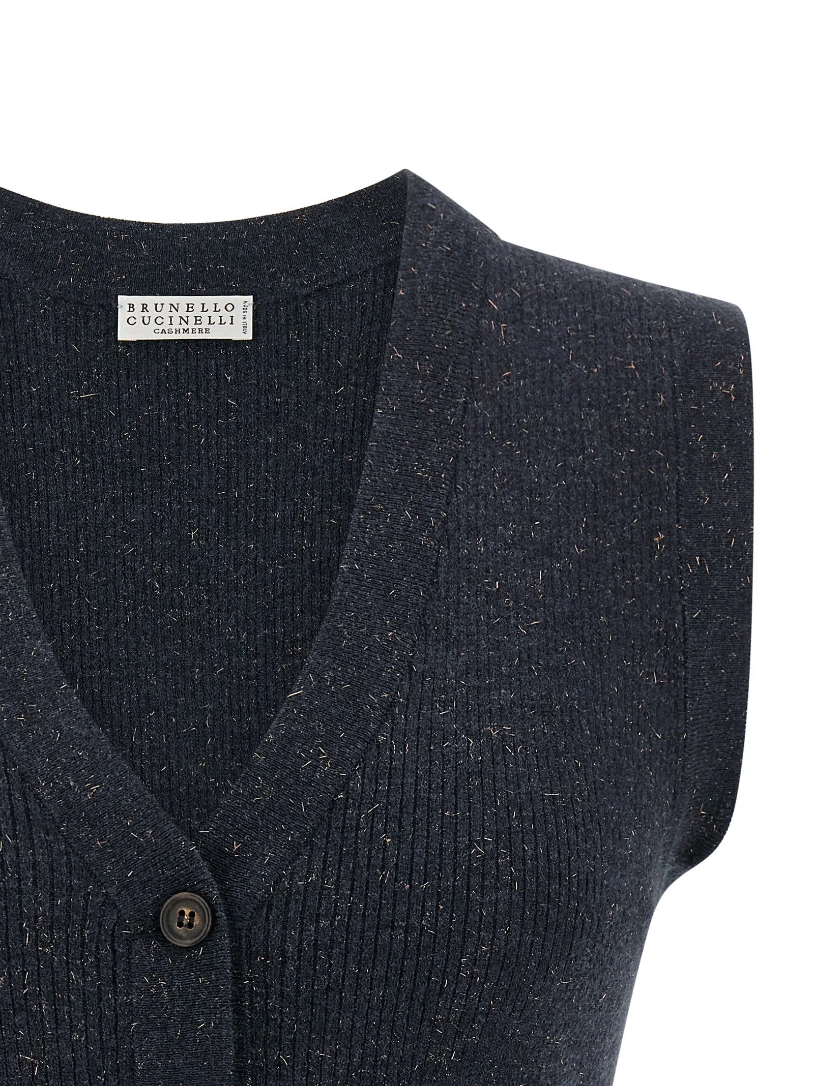 Brunello Cucinelli Blue Cashmere Sleeveless Jacket - S