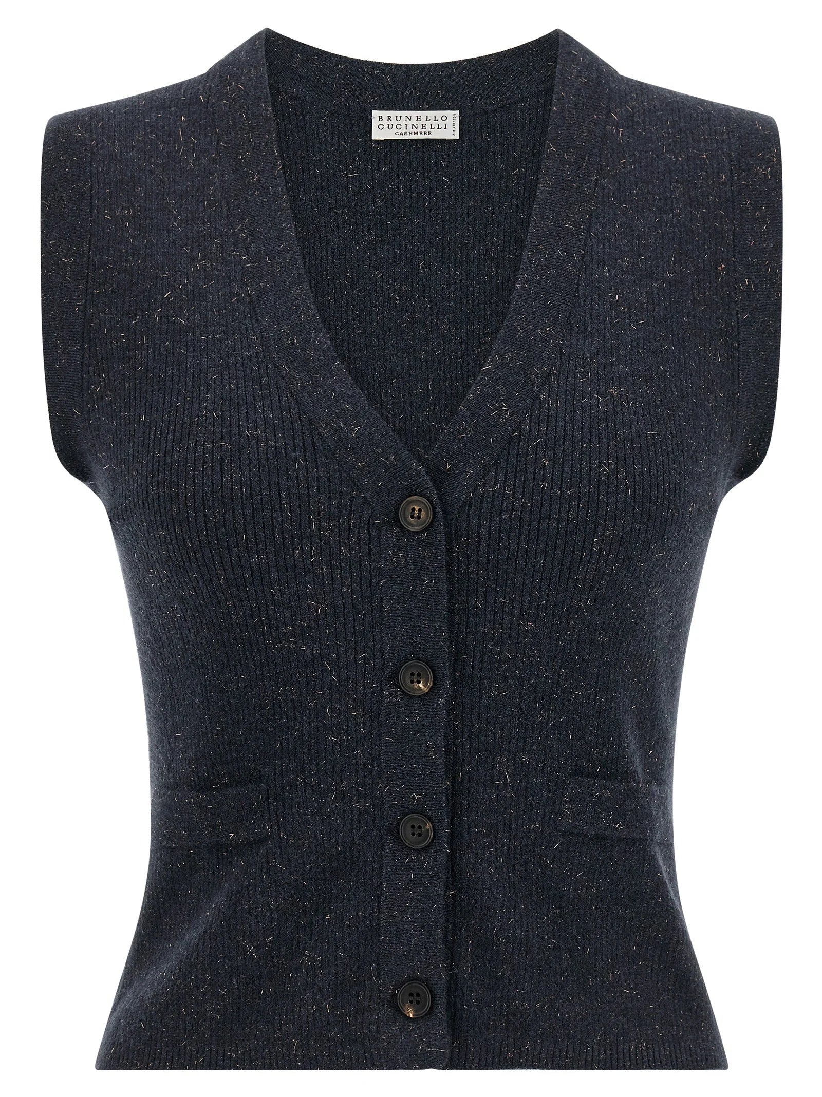Brunello Cucinelli Blue Cashmere Sleeveless Jacket - S