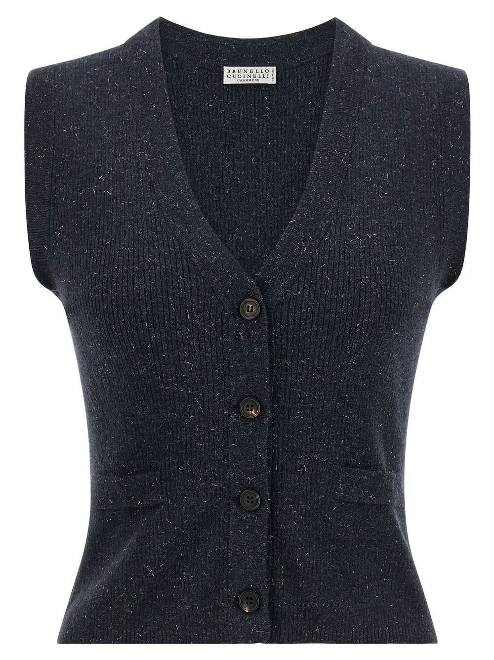 Brunello Cucinelli Blue Cashmere Sleeveless Jacket - S