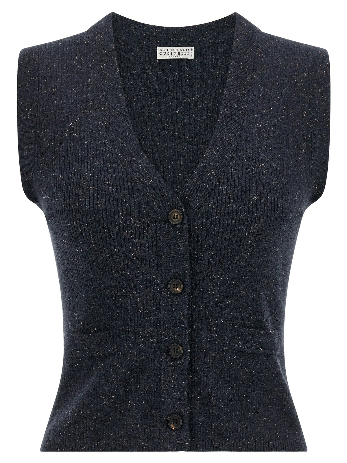 Brunello Cucinelli Blue Cashmere Sleeveless Jacket - S