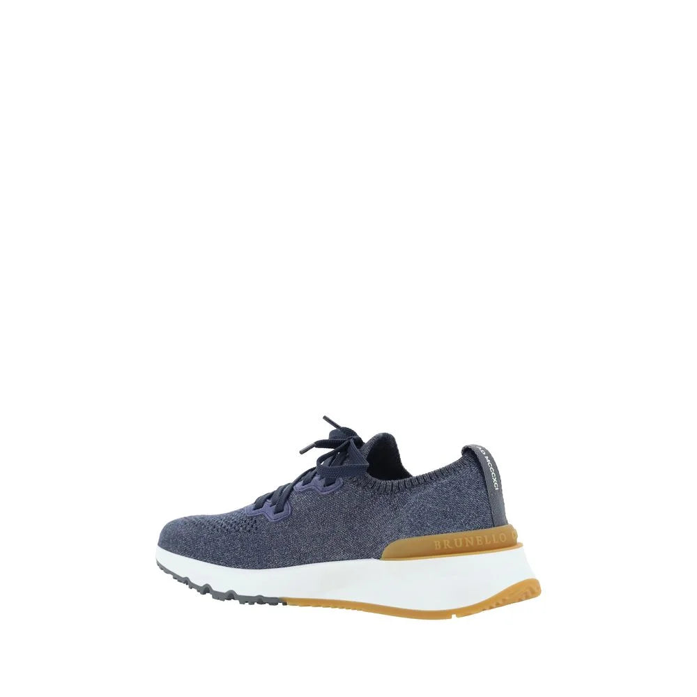 Brunello Cucinelli Blue Cotton Athletic Sneakers