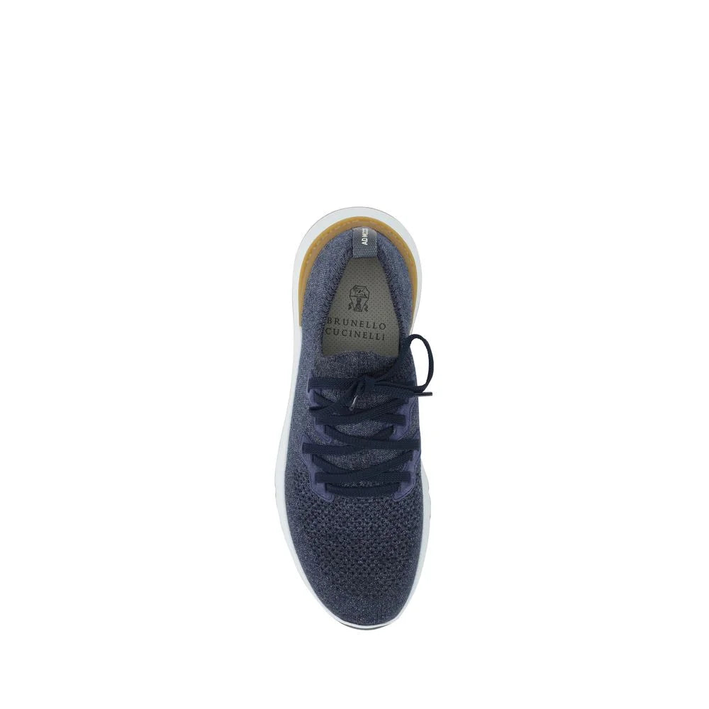 Brunello Cucinelli Blue Cotton Athletic Sneakers