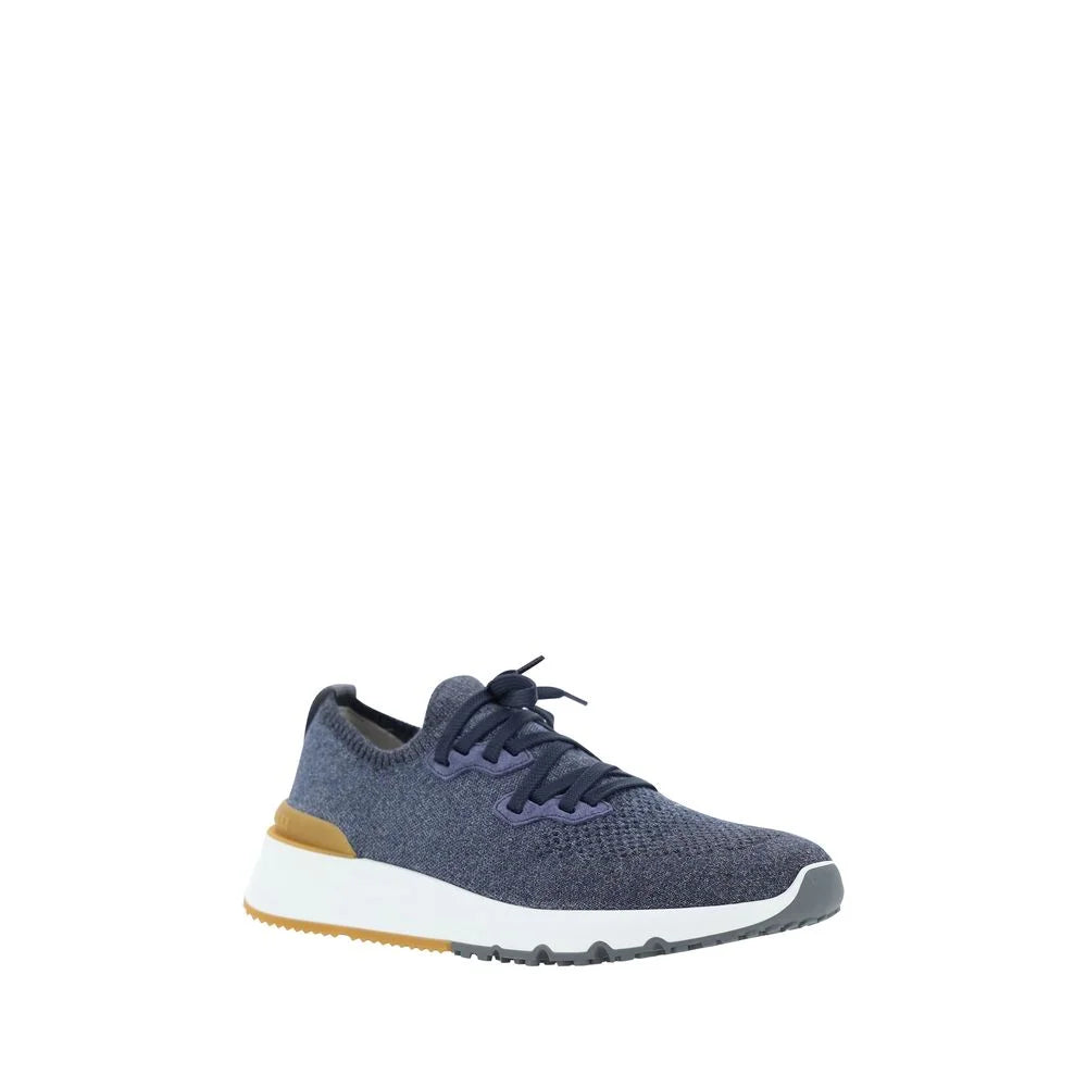 Brunello Cucinelli Blue Cotton Athletic Sneakers - EU45/US12