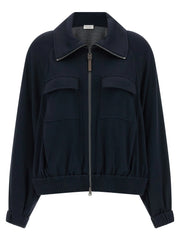 Brunello Cucinelli Blue Cotton Bomber