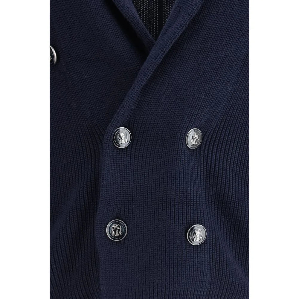 Brunello Cucinelli Blue Cotton Cardigan