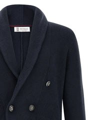 Brunello Cucinelli Blue Cotton Cardigan - IT52 | XL