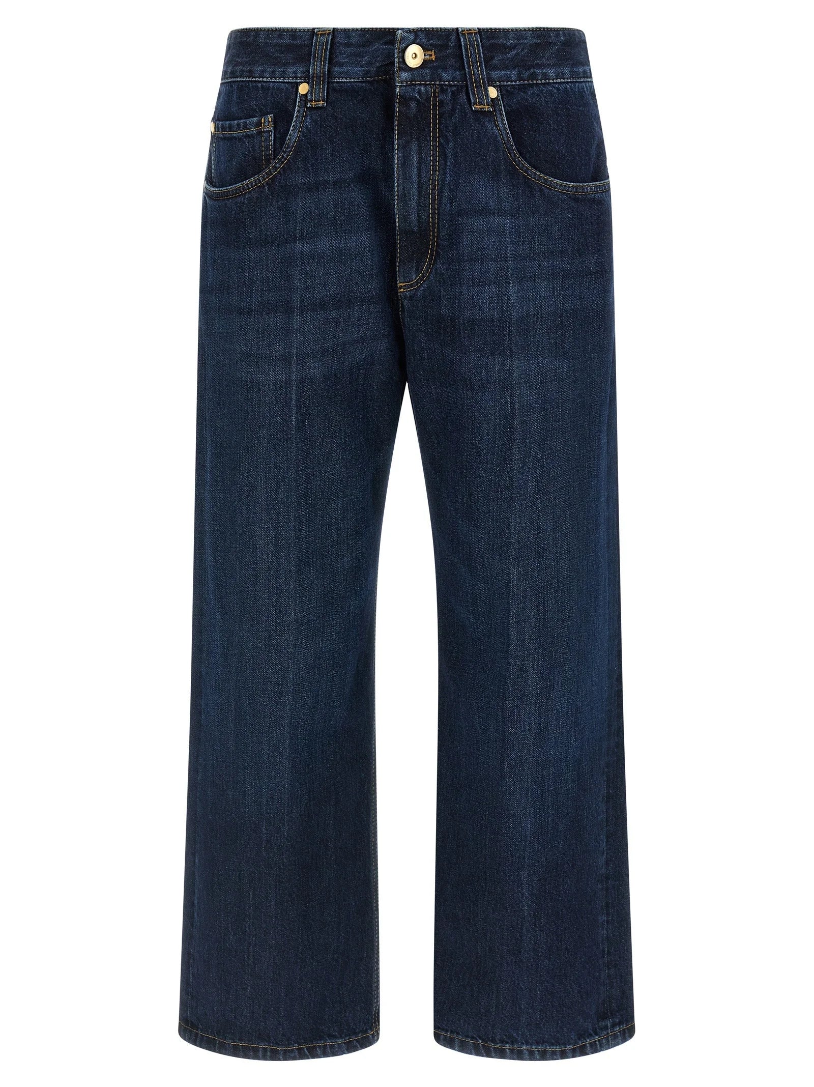 Brunello Cucinelli Blue Cotton Cropped Jeans