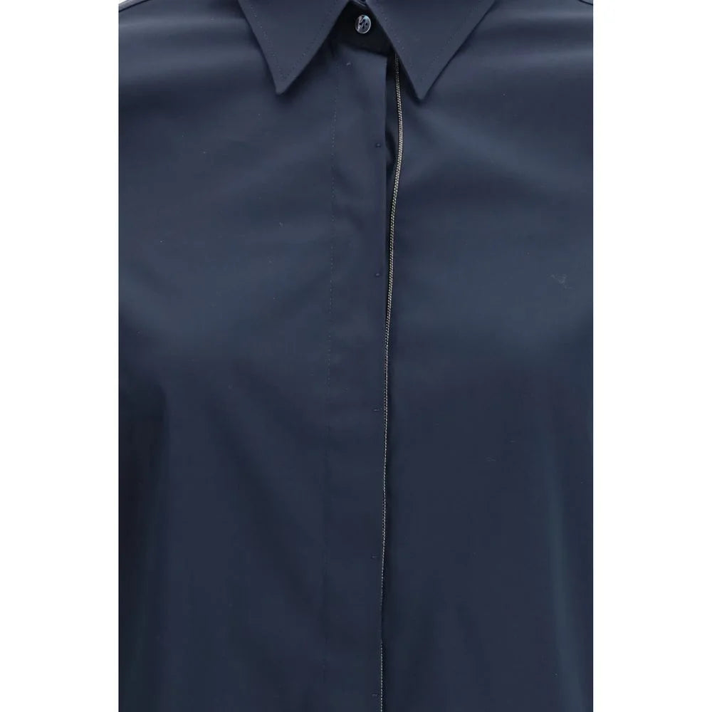 Brunello Cucinelli Blue Cotton Dress Shirt