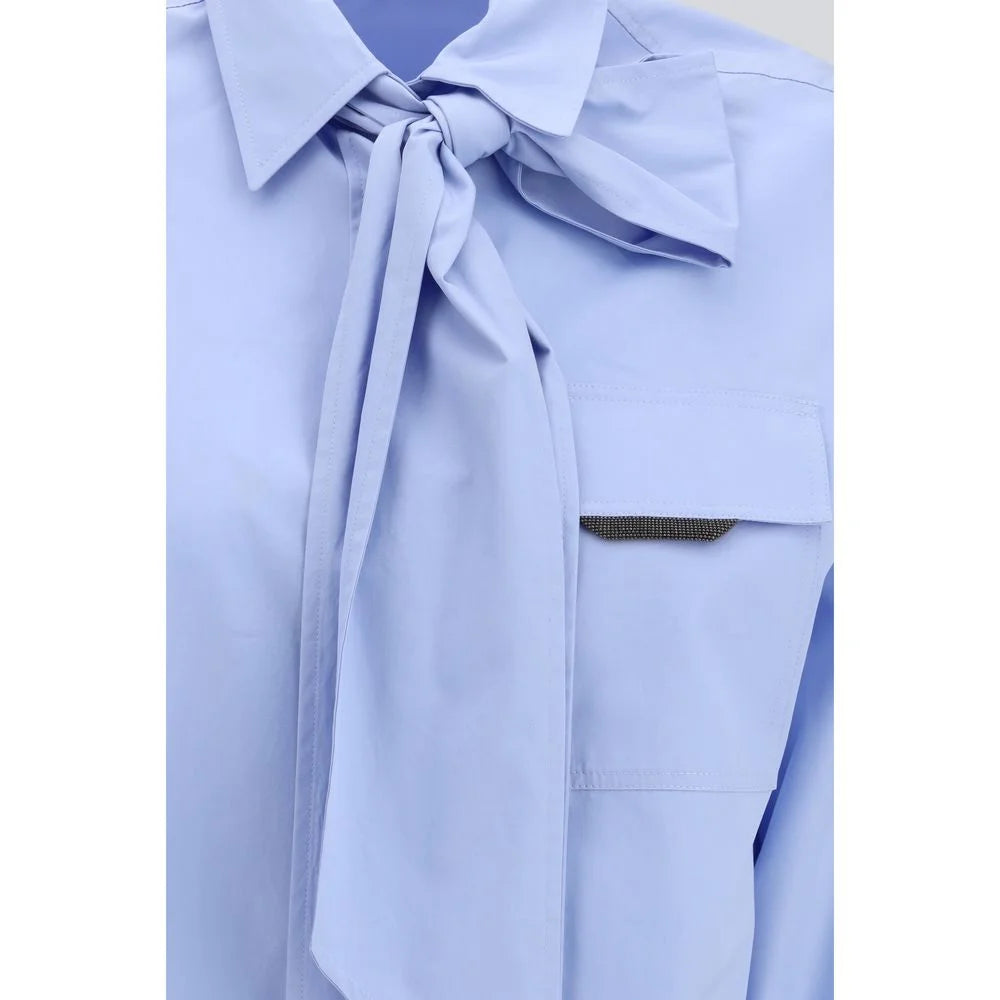 Brunello Cucinelli Blue Cotton Dress Shirt - L