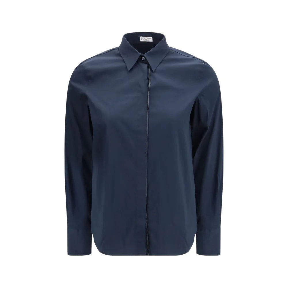 Brunello Cucinelli Blue Cotton Dress Shirt - L