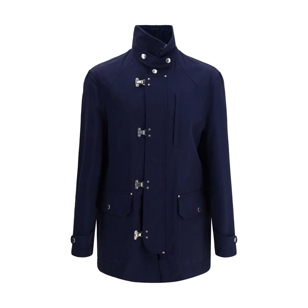 Brunello Cucinelli Blue Cotton Full-Length Jacket