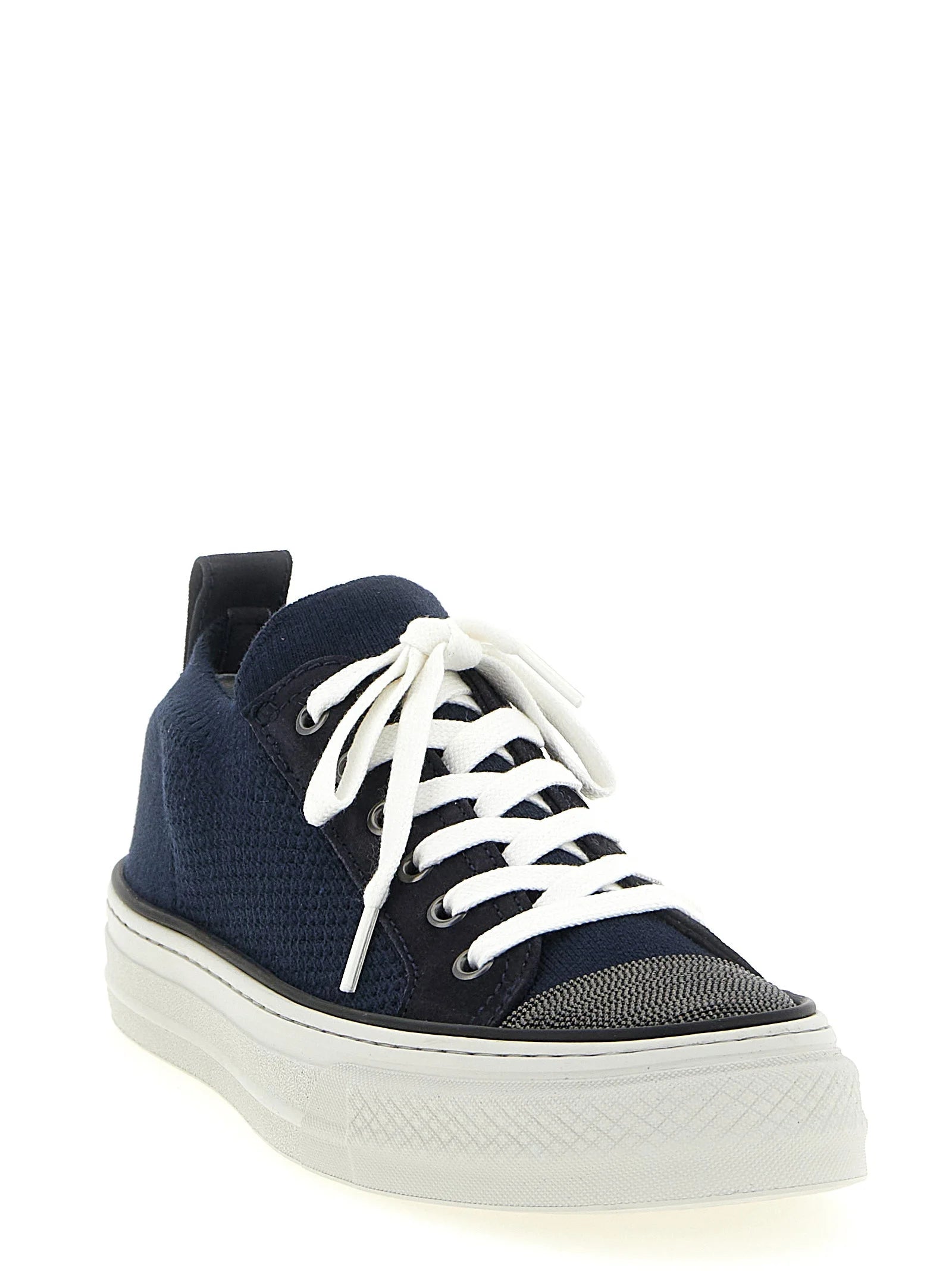 Brunello Cucinelli Blue Cotton Low Top Sneakers