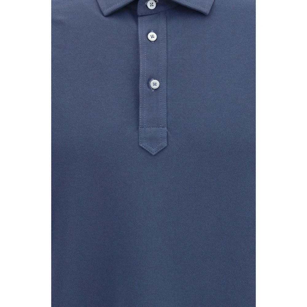 Brunello Cucinelli Blue Cotton Polo Shirt