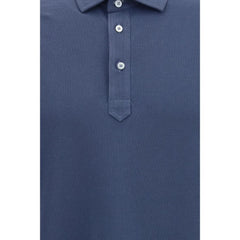 Brunello Cucinelli Blue Cotton Polo Shirt