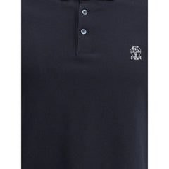 Brunello Cucinelli Blue Cotton Polo Shirt