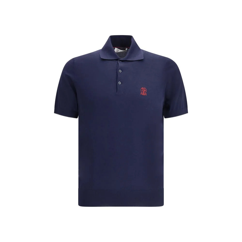 Brunello Cucinelli Blue Cotton Polo Shirt