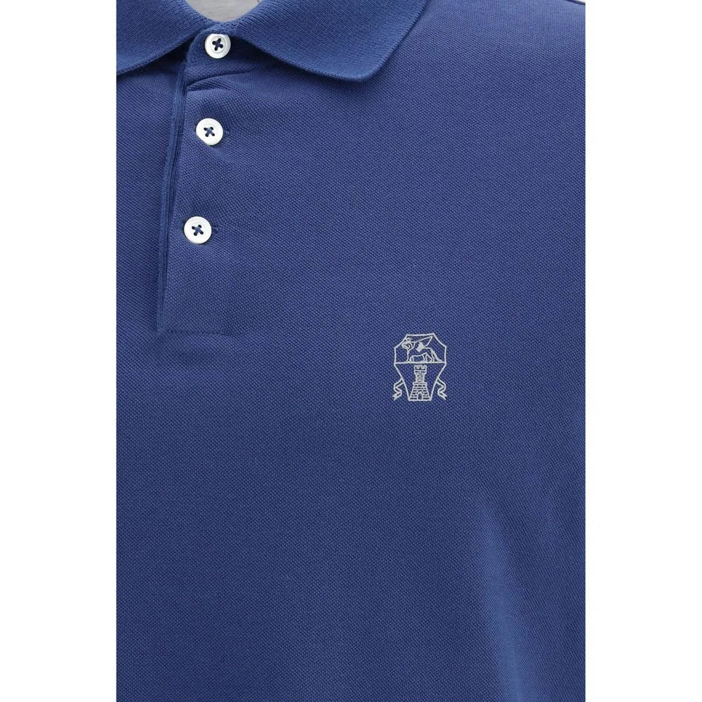 Brunello Cucinelli Blue Cotton Polo Shirt