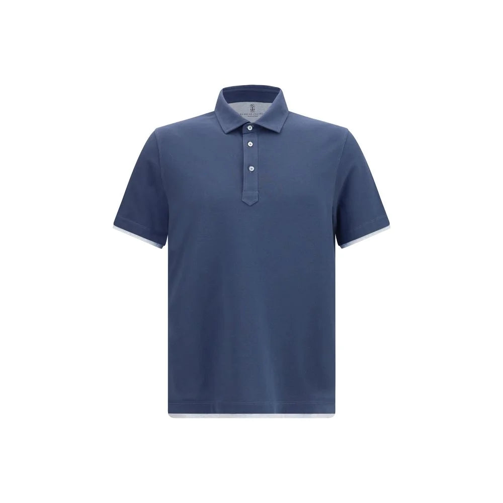 Brunello Cucinelli Blue Cotton Polo Shirt