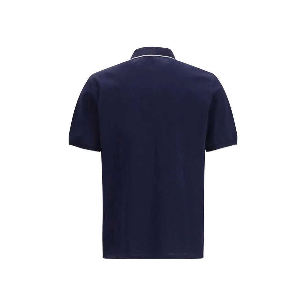 Brunello Cucinelli Modré bavlněné polo tričko