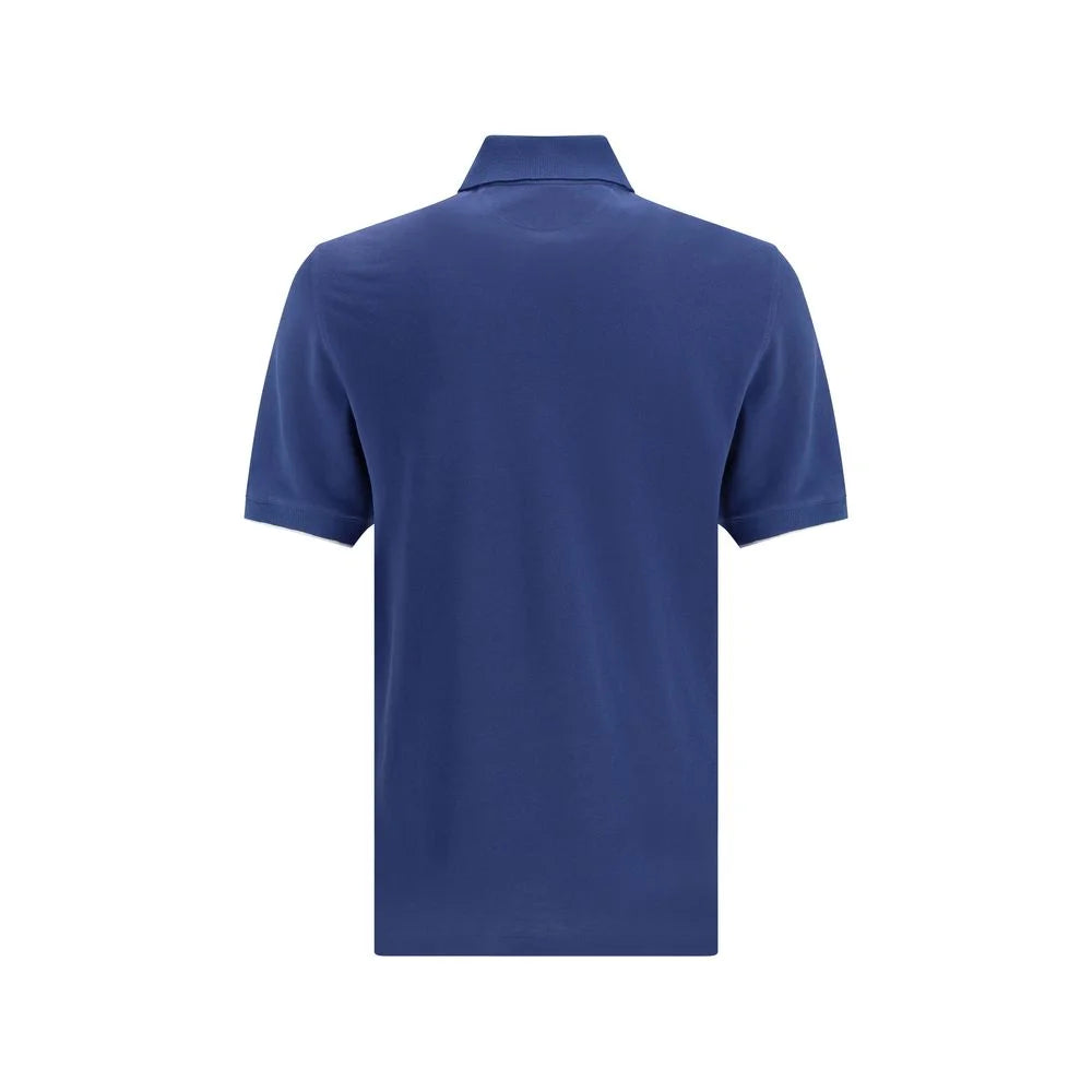 Brunello Cucinelli Blue Cotton Polo Shirt
