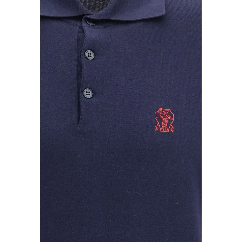 Brunello Cucinelli Blue Cotton Polo Shirt