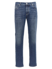 Brunello Cucinelli Blue Cotton Slim Fit Jeans
