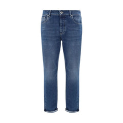 Brunello Cucinelli Blue Cotton Straight-Leg Jeans