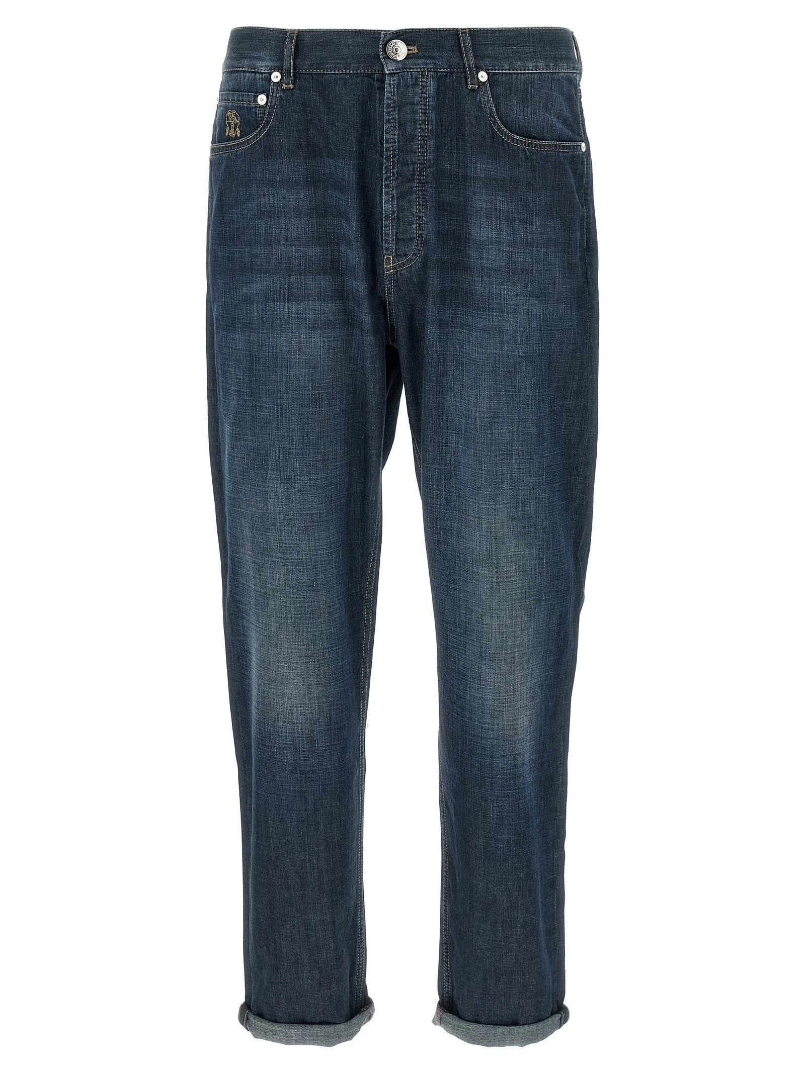 Brunello Cucinelli Blue Cotton Straight-Leg Jeans - 48 | M