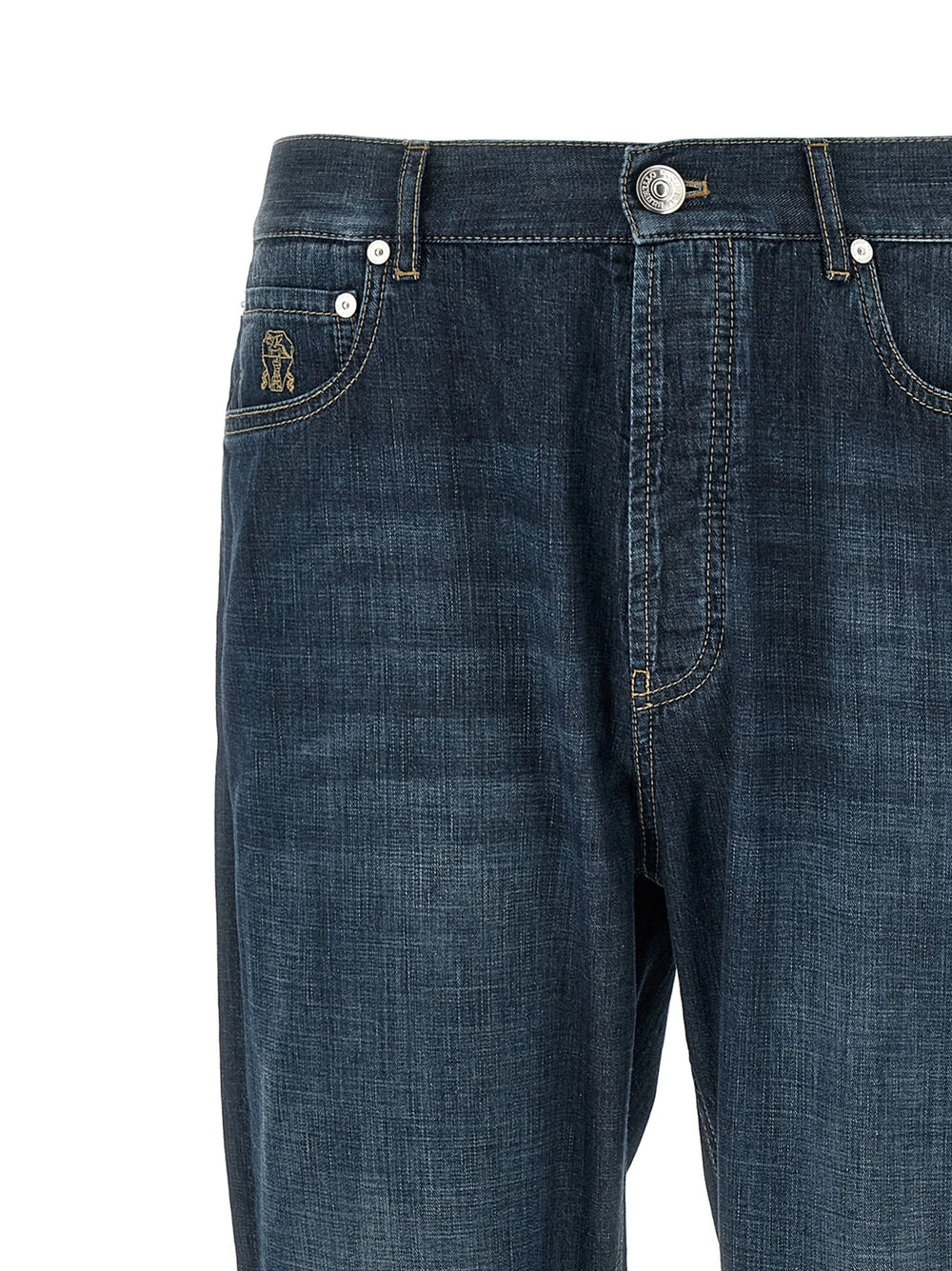 Brunello Cucinelli Blue Cotton Straight-Leg Jeans - 48 | M