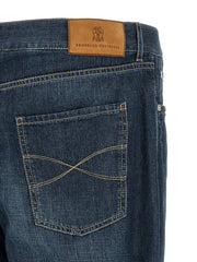 Brunello Cucinelli Blue Cotton Straight-Leg Jeans - 48 | M