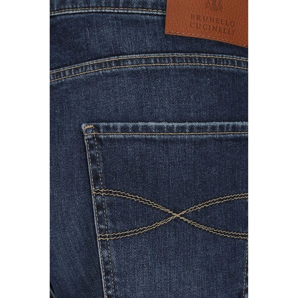 Brunello Cucinelli Blue Cotton Straight-Leg Jeans