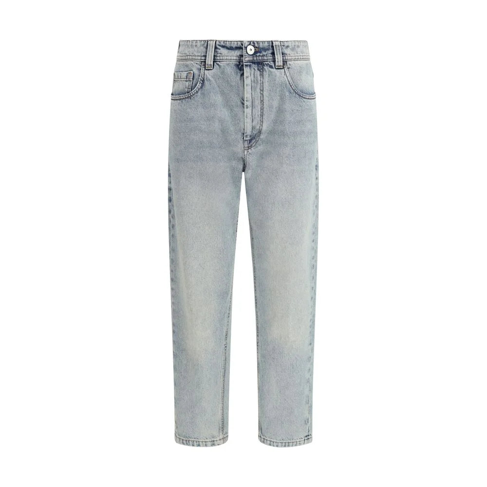 Brunello Cucinelli Blue Cotton Straight-Leg Jeans