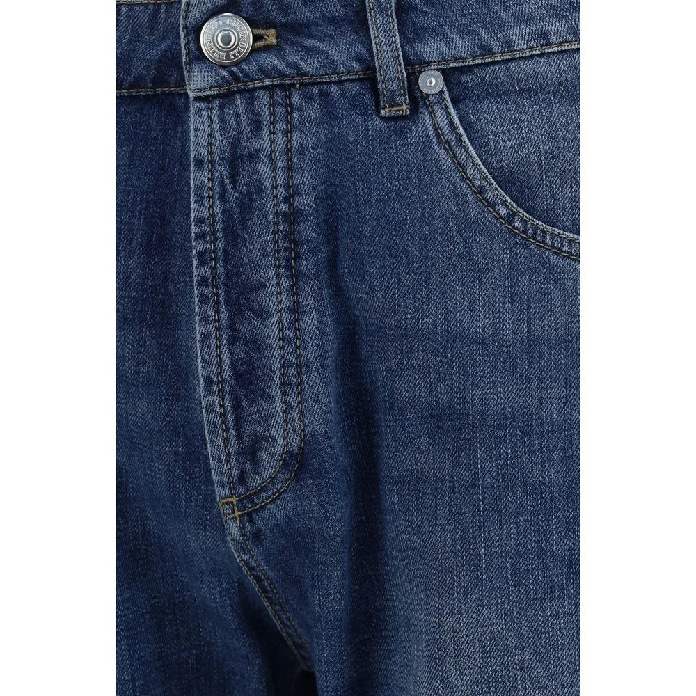 Brunello Cucinelli Blue Cotton Straight-Leg Jeans