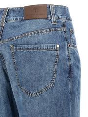 Brunello Cucinelli Blue Cotton Straight-Leg Jeans