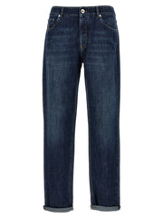 Brunello Cucinelli Blue Cotton Straight-Leg Jeans