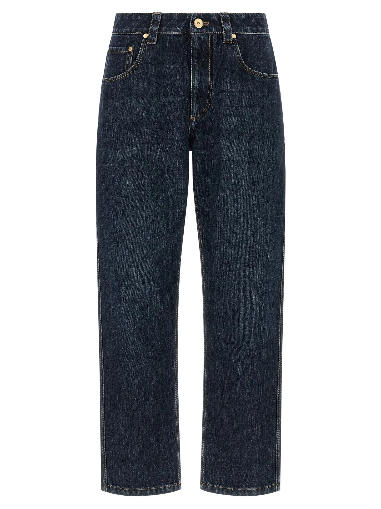 Brunello Cucinelli Blue Cotton Straight-Leg Jeans