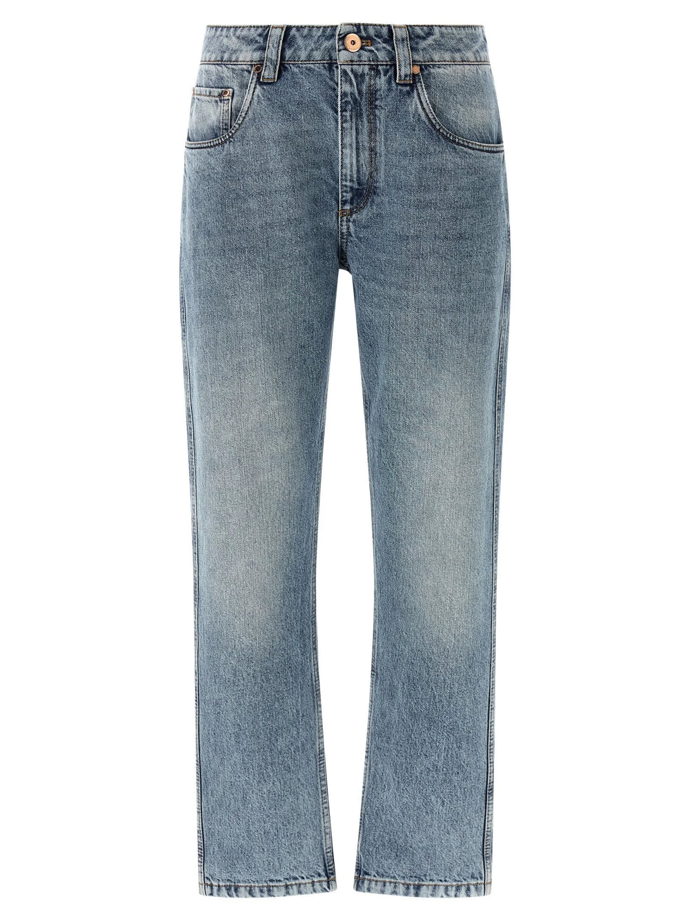 Brunello Cucinelli Blue Cotton Straight-Leg Jeans - IT36 | S
