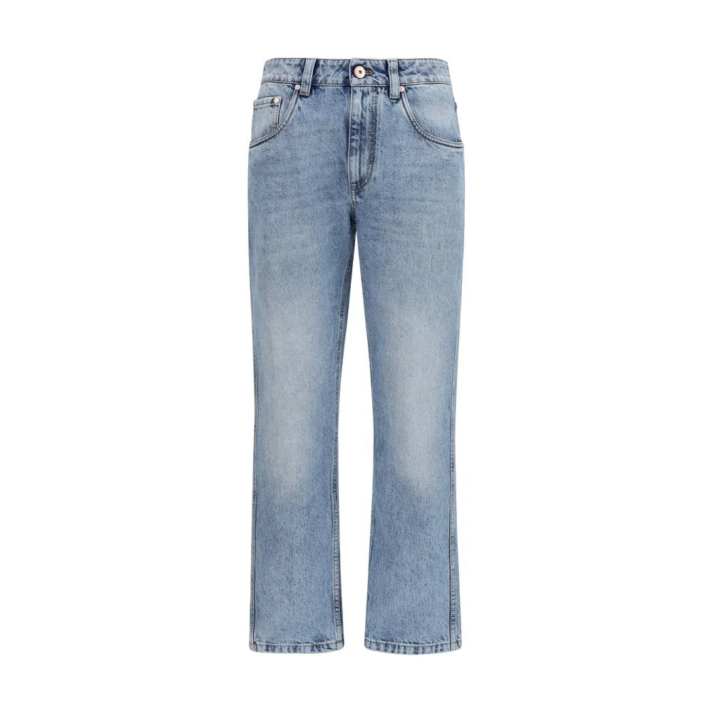 Brunello Cucinelli Blue Cotton Straight-Leg Jeans - IT38 | S