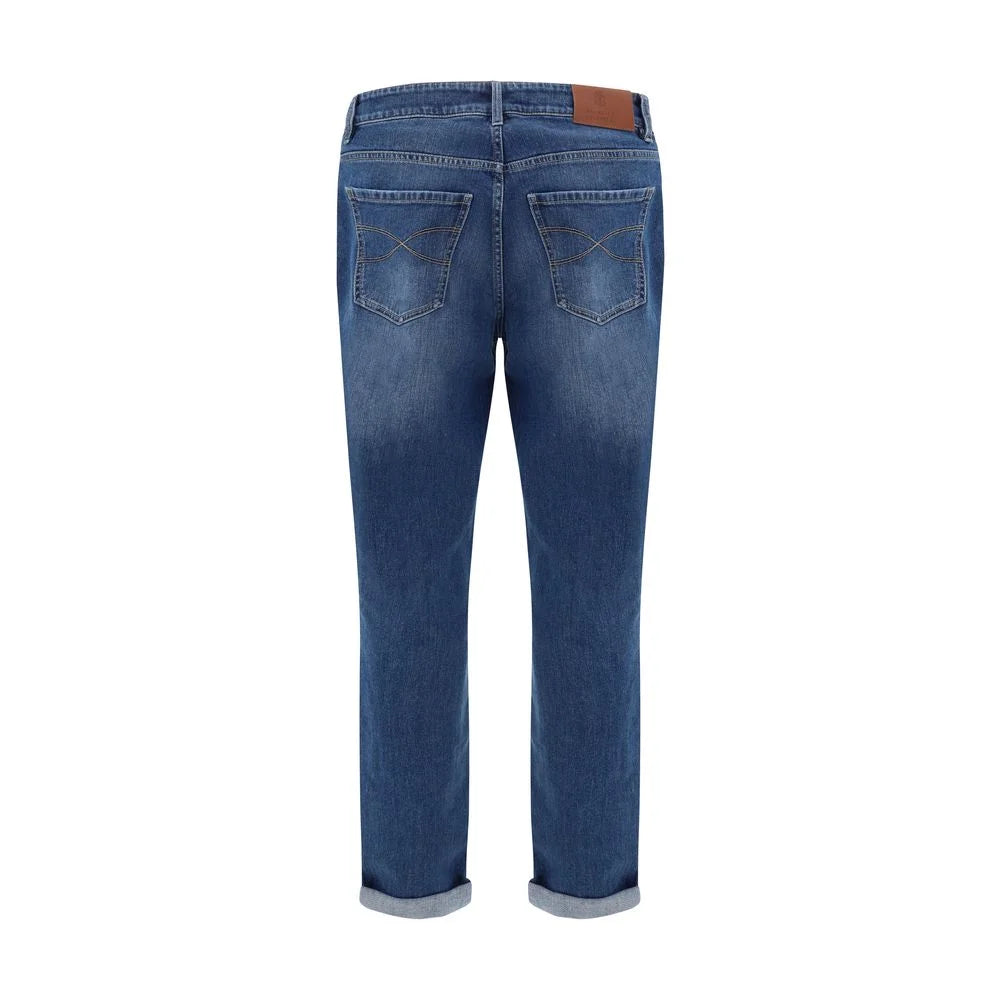 Brunello Cucinelli Blue Cotton Straight-Leg Jeans - IT48 | M