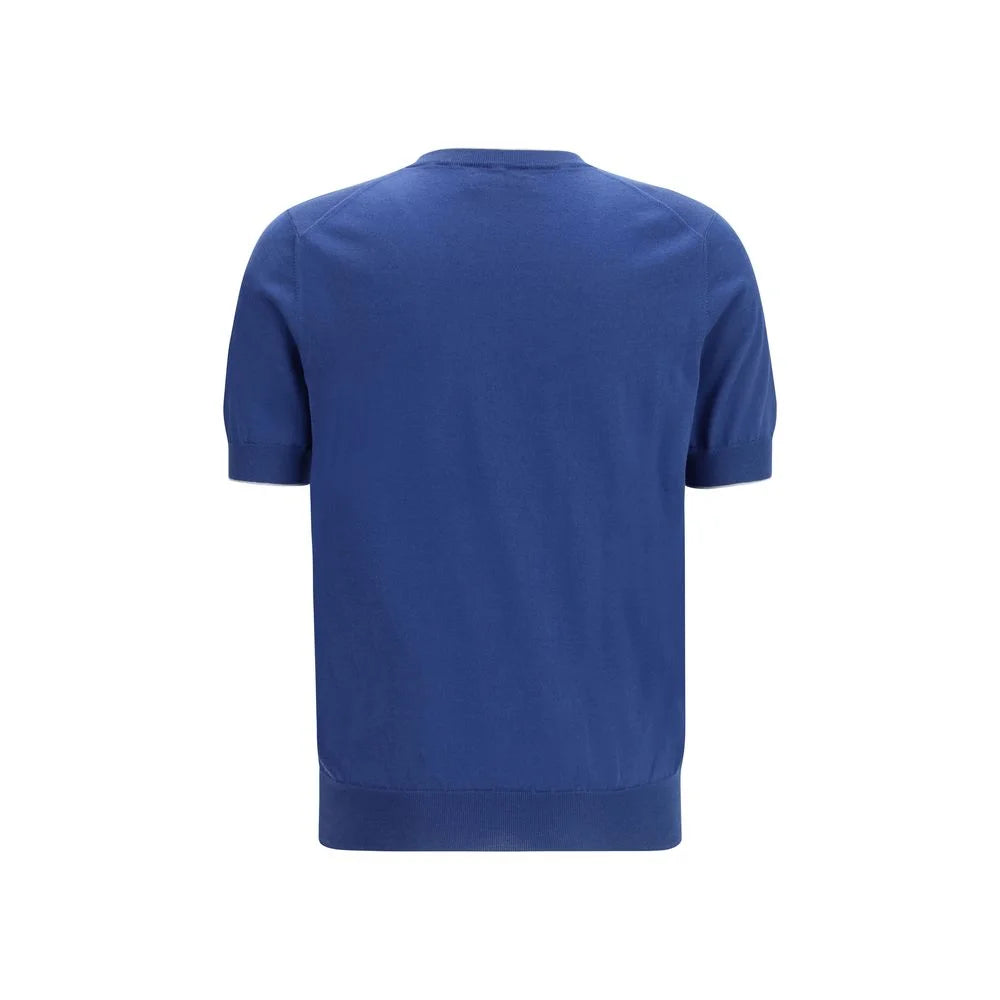 Camiseta de algodón azul Brunello Cucinelli