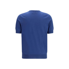 Camiseta de algodón azul Brunello Cucinelli