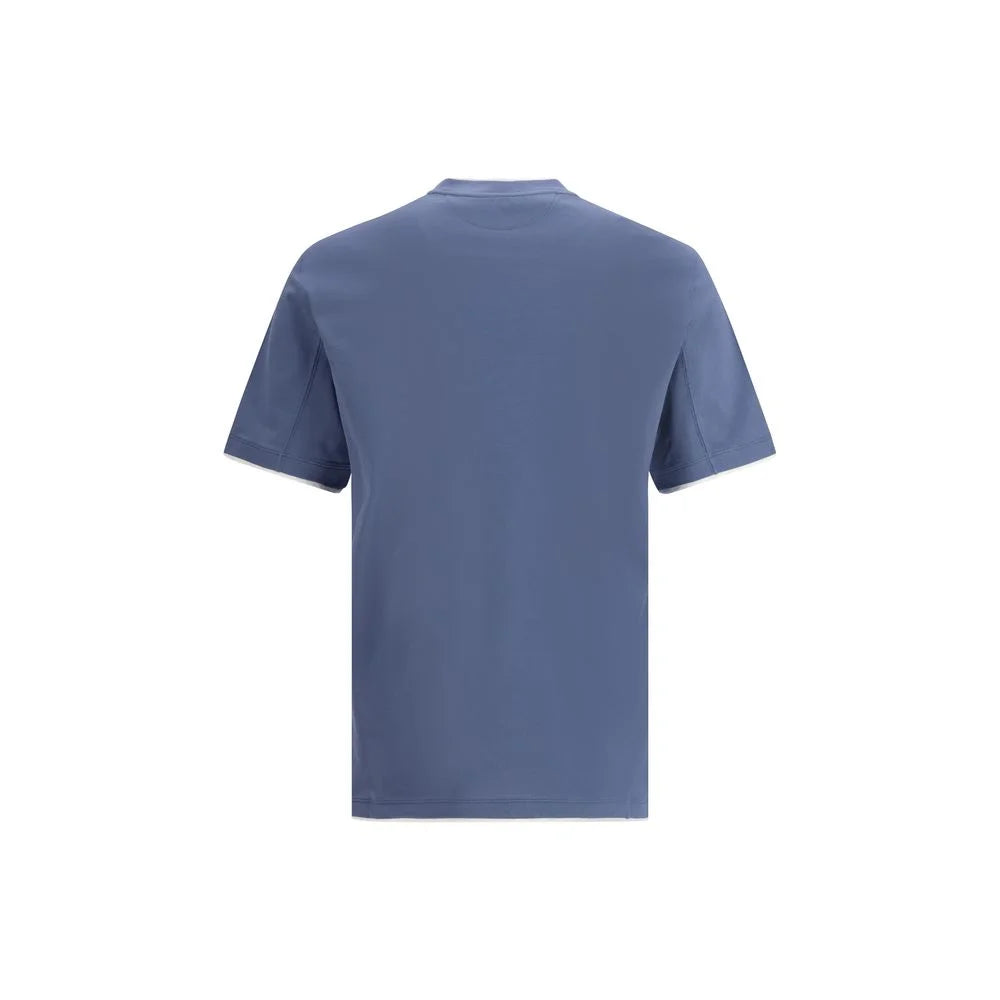 Brunello Cucinelli Blue Cotton T-Shirt