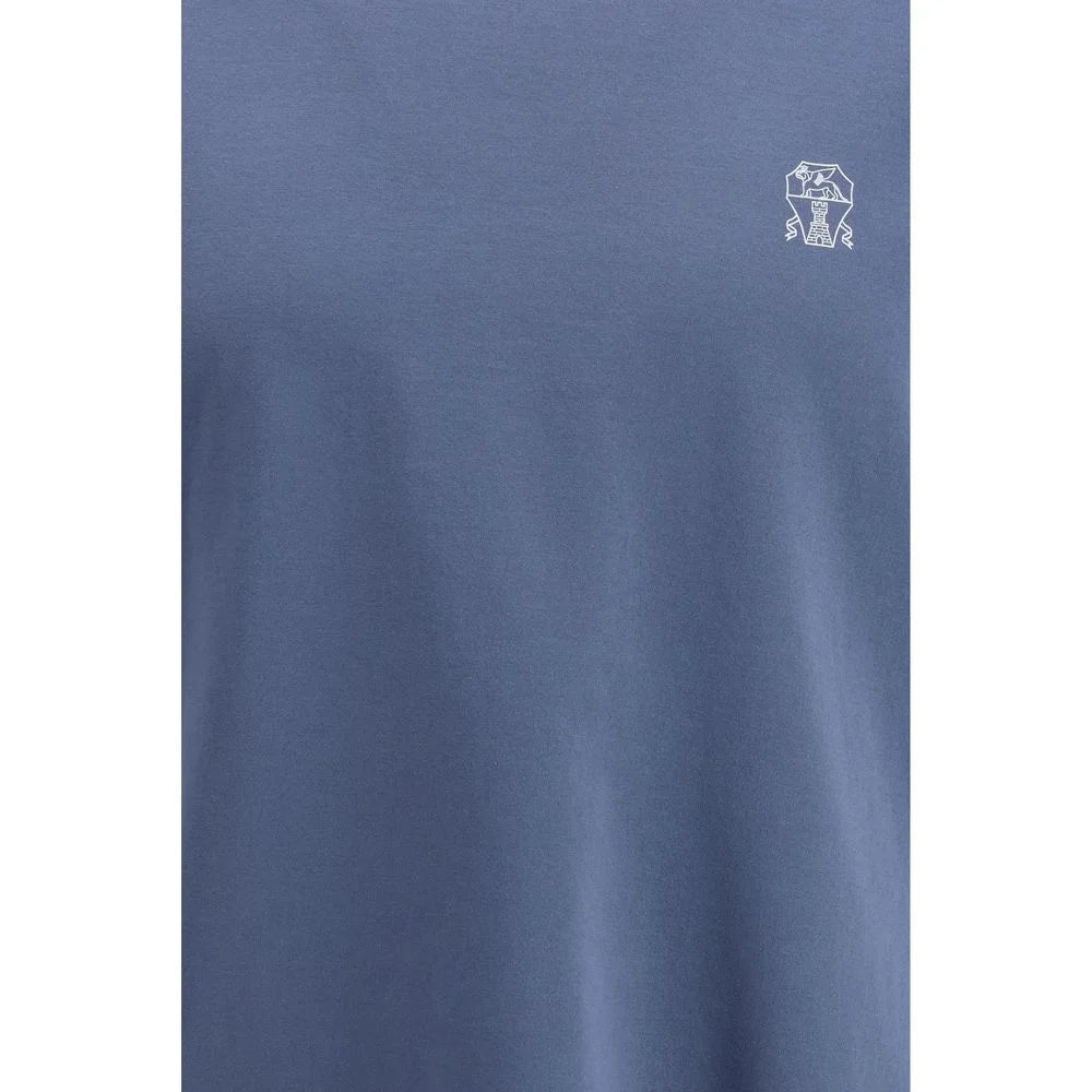 Brunello Cucinelli Blue Cotton T-Shirt