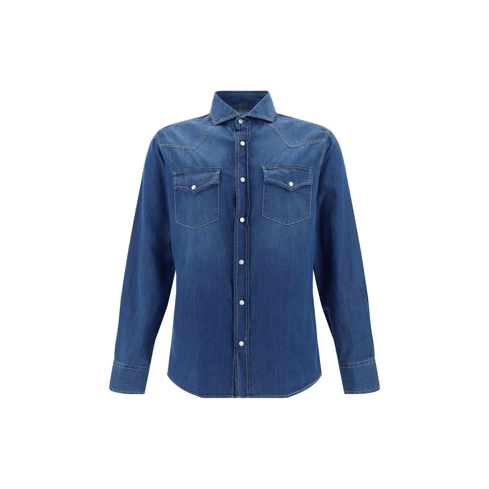 Brunello Cucinelli Blue Denim Shirt