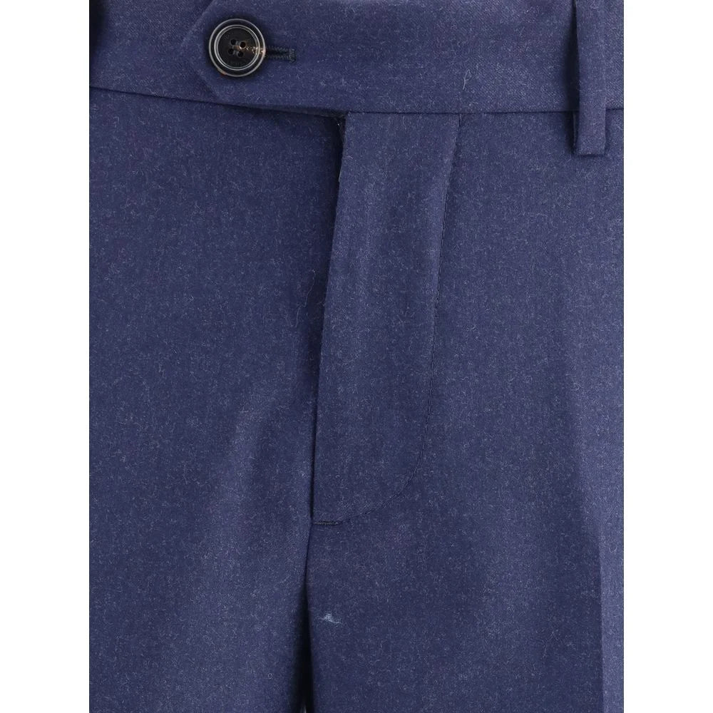 Brunello Cucinelli Blue Fleece Wool Pants